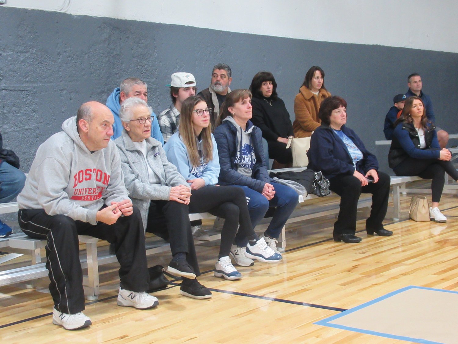 SUPER SUPPORTERS: This is only part of the large crowd that attended the re-dedication ceremony of “The Dome” — a.k.a. Rainone Gym — Saturday morning.